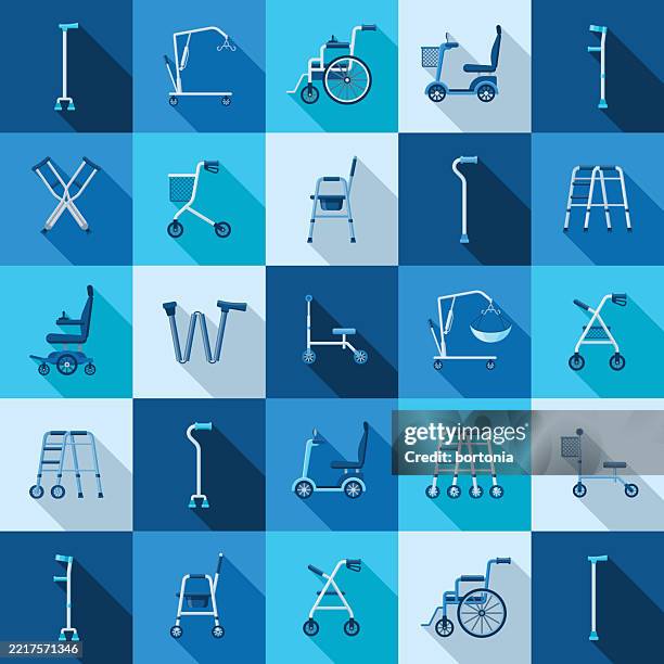 icon-set für mobilitätshilfen - viele gegenstände stock-grafiken, -clipart, -cartoons und -symbole