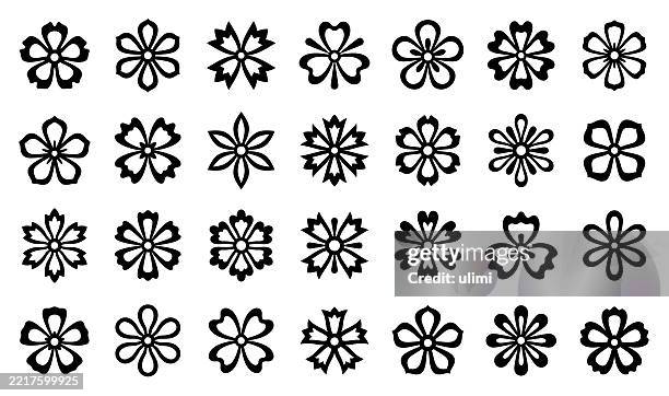 flower icon set - edelweiss flower stock illustrations