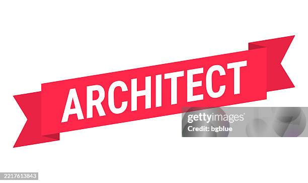 architect - red banner on white background - builder logo stock illustrations