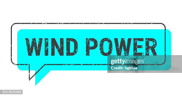 illustrations, cliparts, dessins animés et icônes de wind power - bulle de dialogue grunge bleu sur fond blanc - vintage logo rectangle