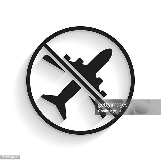 travel ban. icon with long shadow on white background - travel cancellation icon stock illustrations