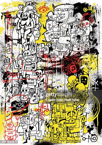 graffiti-designelemente - graffiti art stock-grafiken, -clipart, -cartoons und -symbole