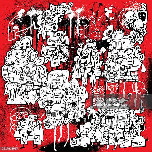 graffiti design elements - wall stencil stock illustrations