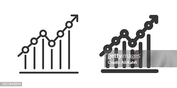 statistics thin line and glyph solid icon. editable stroke and perfect pixel isolated on transparent background - value stream stock illustrations