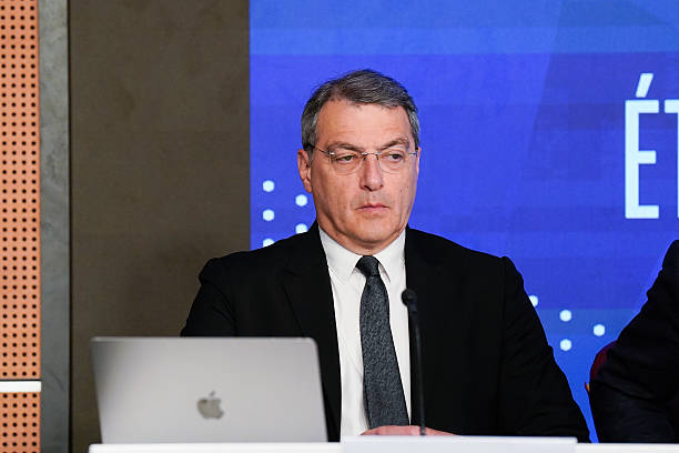 Damien COMOLLI president of Toulouse during the Press Conference of FFFootball at Siege the French Football Federation in Boulevard de Grenelle,...