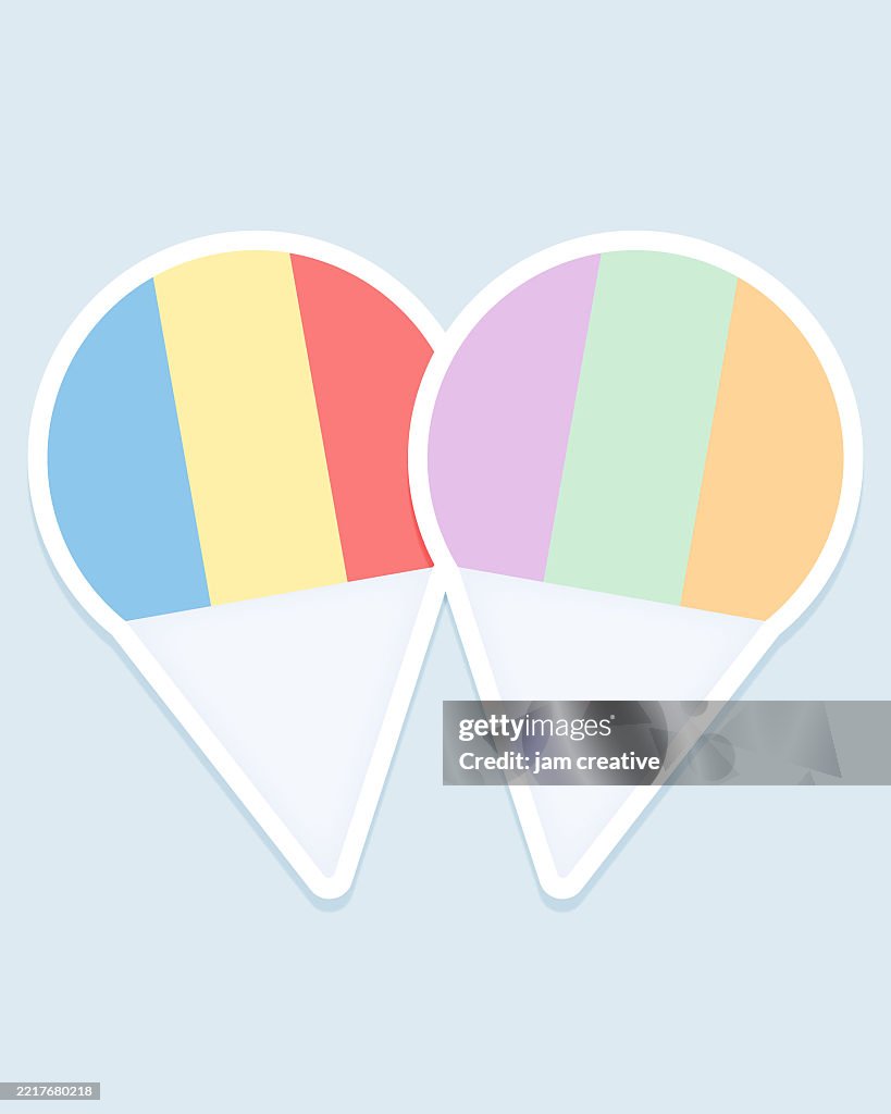 Regenbogen-Set mit Sommer-Schneekegeln