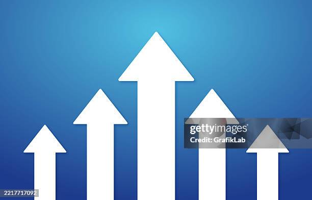 Blue Arrow Risin Arrows Rising Against Blue Background Representing Progress And Growth ...