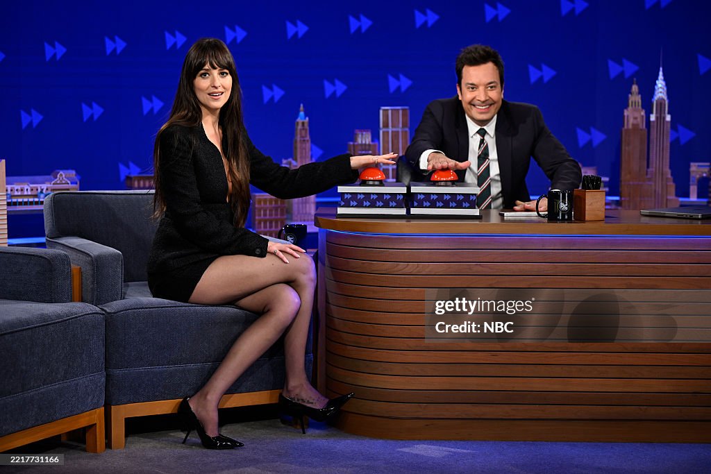 Fallon Actress Dakota Johnson and host Jimmy Fallon during