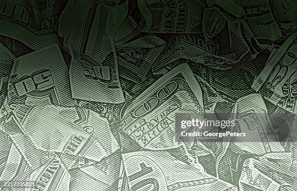stockillustraties, clipart, cartoons en iconen met crumpled us paper currency - honderd dollar