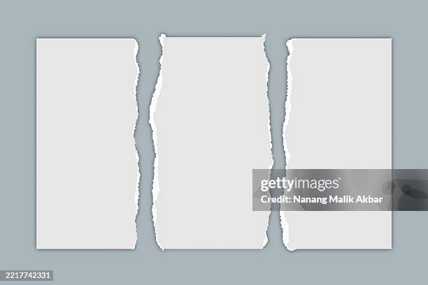 stockillustraties, clipart, cartoons en iconen met white and gray paper torn set - krant