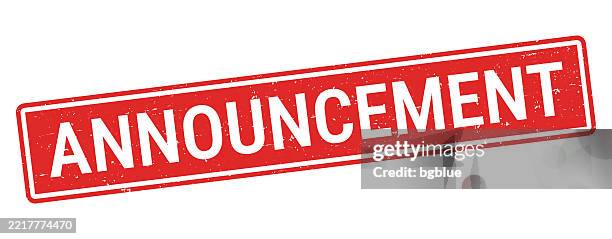 announcement - red rubber stamp on white background - speaker texture stock illustrations