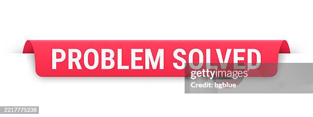 Problem Solved Red Banner Bookmark Ribbon Label On White Background ...