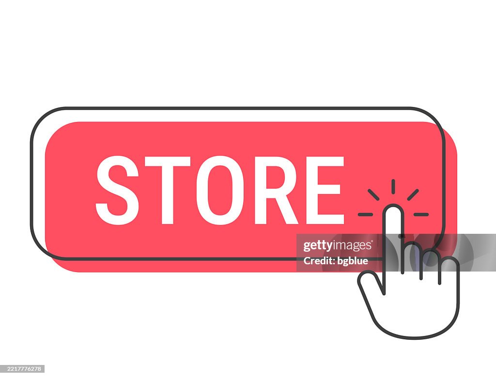 Clicker In Store Store Click Button With Hand Cursor On White Background High-Res Vector ...