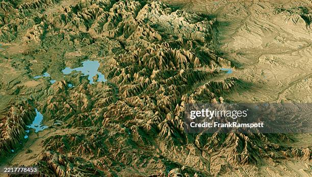 park county wy satellite landscape view 3d render true color - national park stock pictures, royalty-free photos & images
