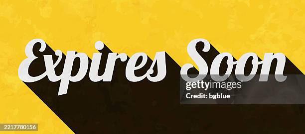 expires soon - text with long shadow on textured yellow background - fasting stock illustrations
