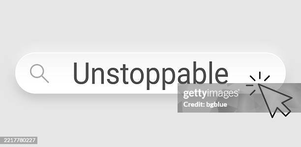 unstoppable - search bar with cursor on blank background - perpetual motion machine stock illustrations