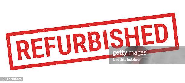 refurbished - red rubber stamp on white background - refresh logo stock illustrations