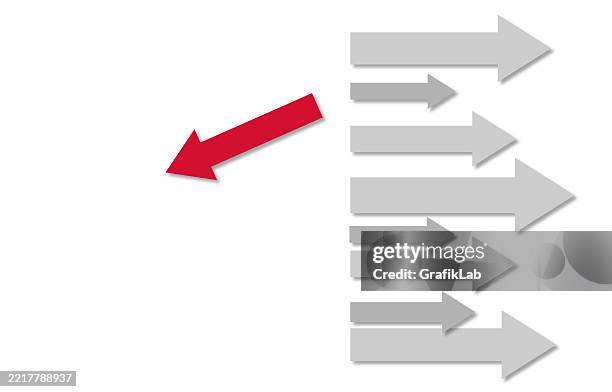 Stacking Arrows Red Arrow Pointing Horizontally Opposite To A Parallel Stack Of Gray ...