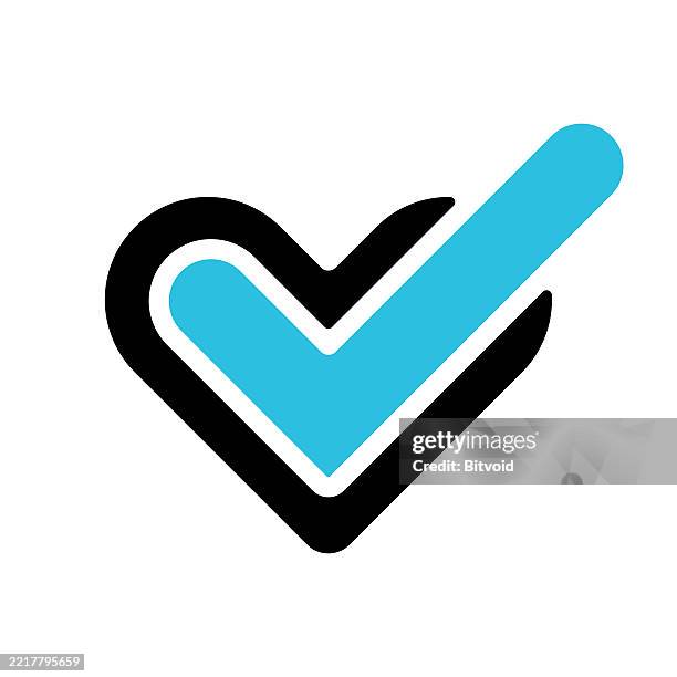 heart with check mark vector logo symbol icon basic single minimalist love communication approved - logo stock illustrations