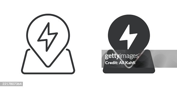 Charging thin line and glyph solid icon. Editable stroke and perfect pixel isolated on transparent background Charging thin line and glyph solid icon. Editable stroke and perfect pixel isolated on transparent background