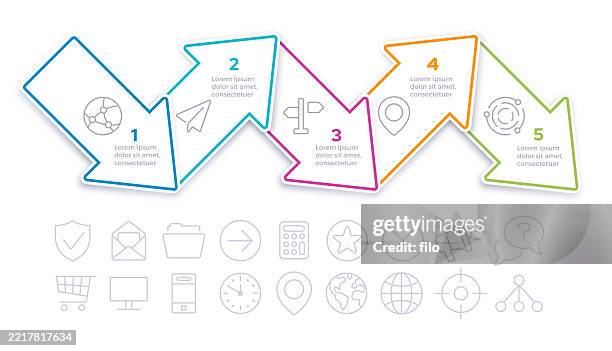 illustrations, cliparts, dessins animés et icônes de conception d’infographies en cinq étapes - infographic 5 step process