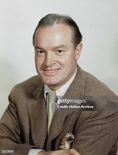 Studio portrait of British-born comedian and actor Bob Hope , 1940s.