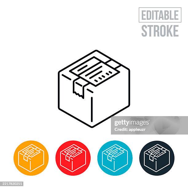 package with shipping label thin line icon - editable stroke - package icon line stock illustrations