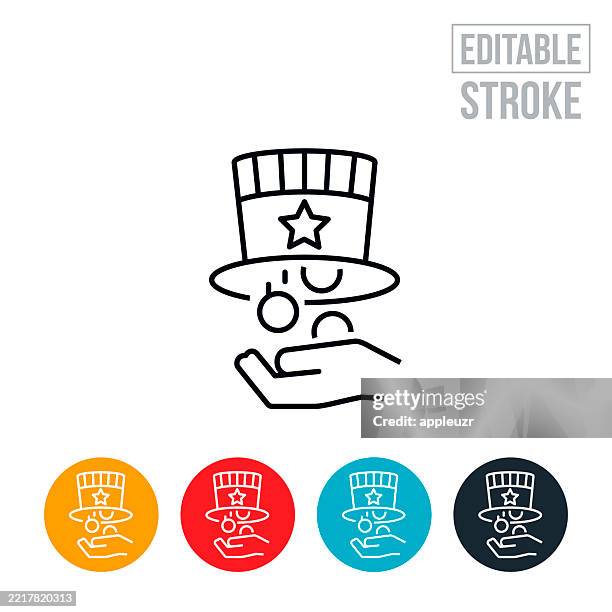 government spending thin line icon - editable stroke - uncle sam stock illustrations