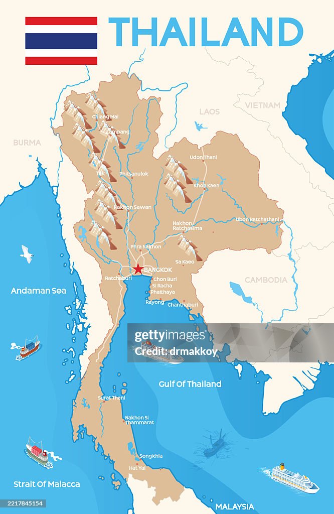Thailand Mountains Map