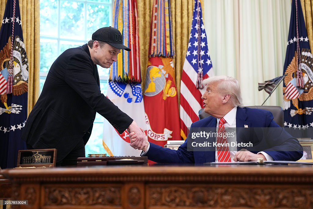 President Trump Holds Press Conference With Elon Musk in White House's Oval Office