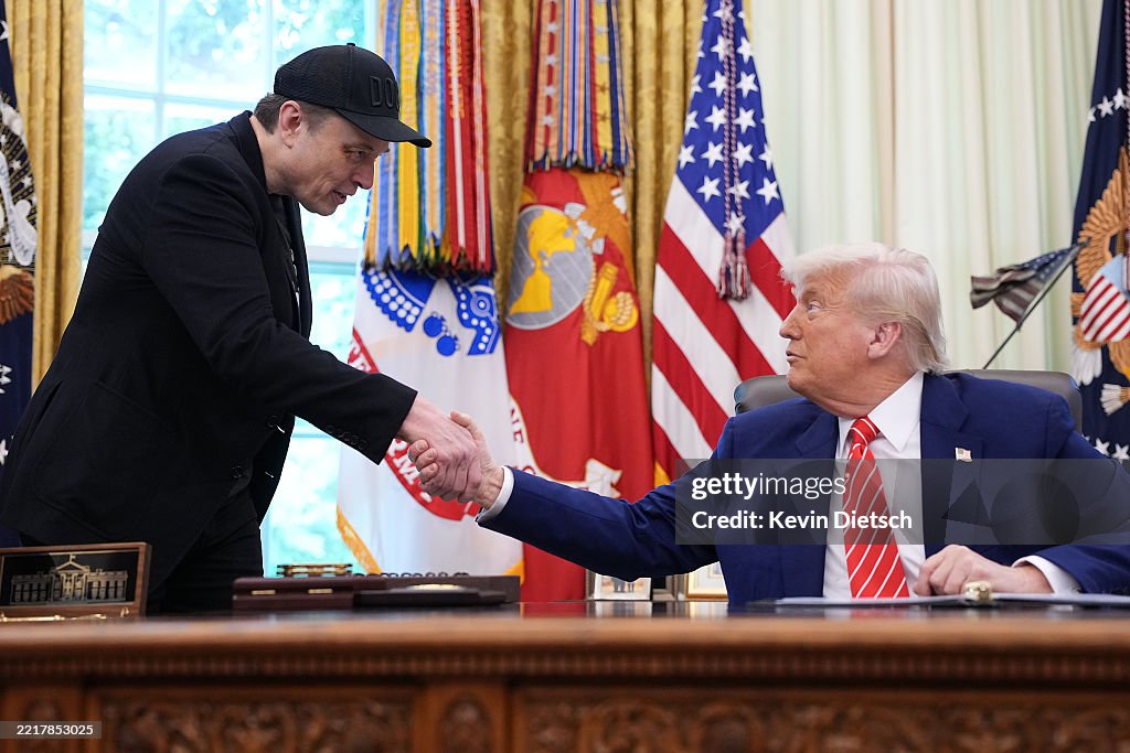 President Trump Holds Press Conference With Elon Musk in White House's Oval Office