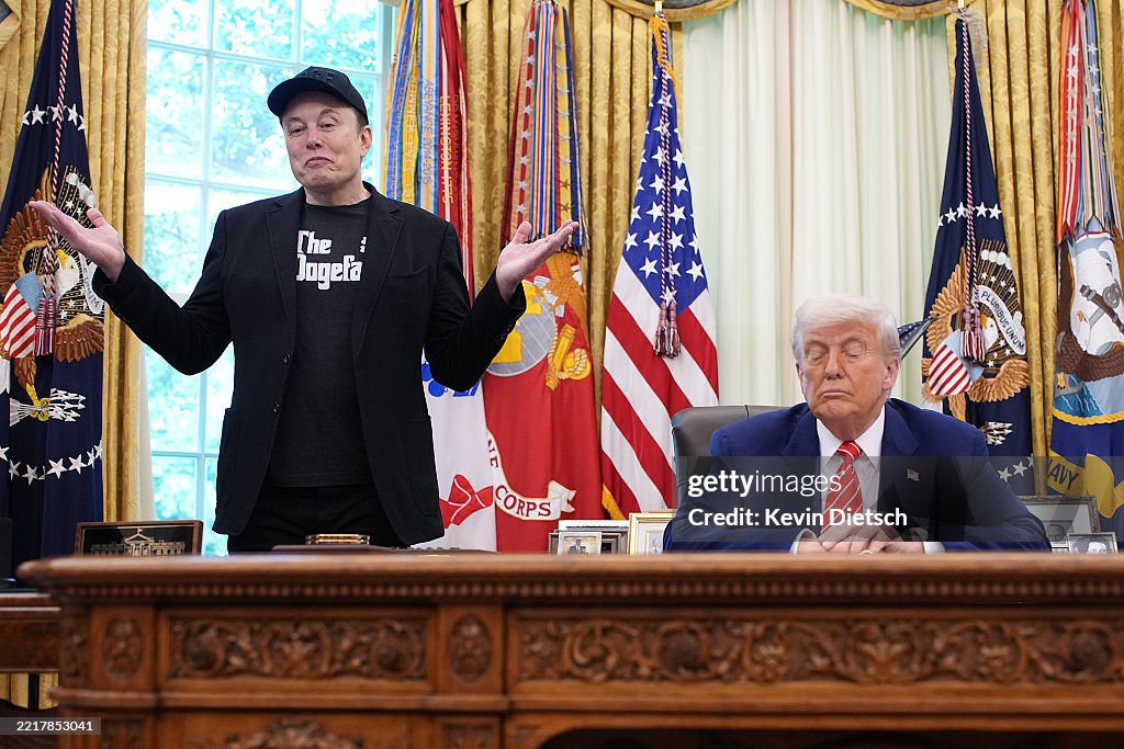 President Trump Holds Press Conference With Elon Musk in White House's Oval Office