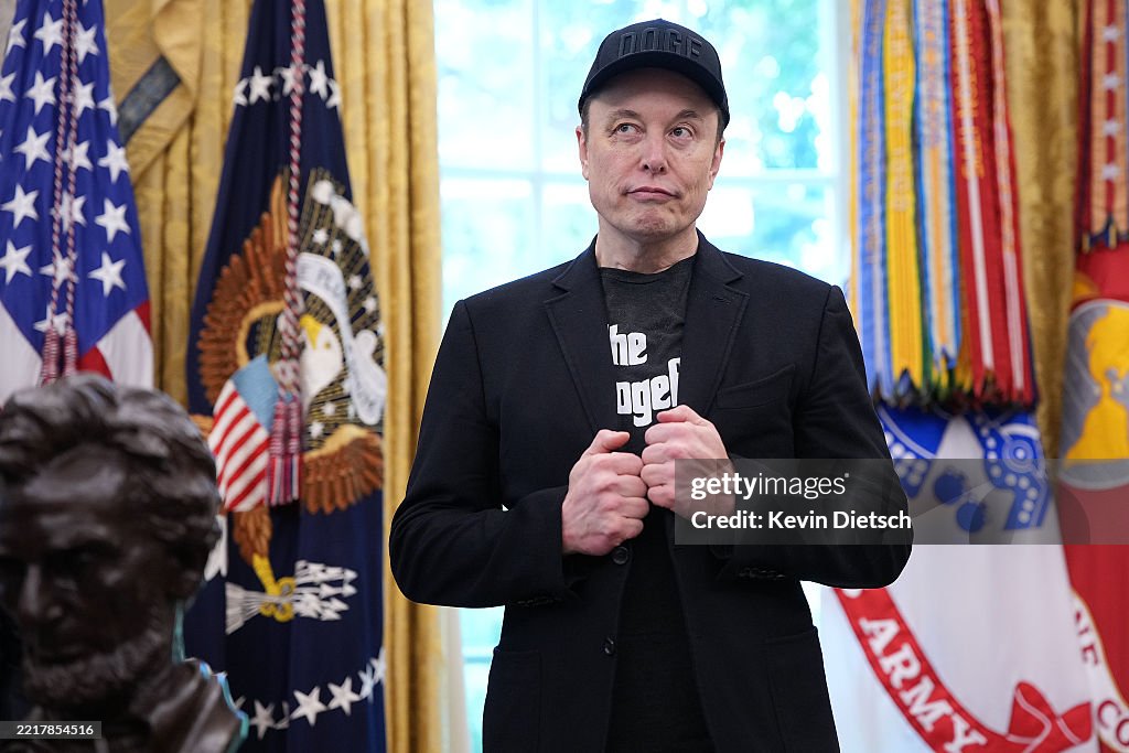 President Trump Holds Press Conference With Elon Musk in White House's Oval Office