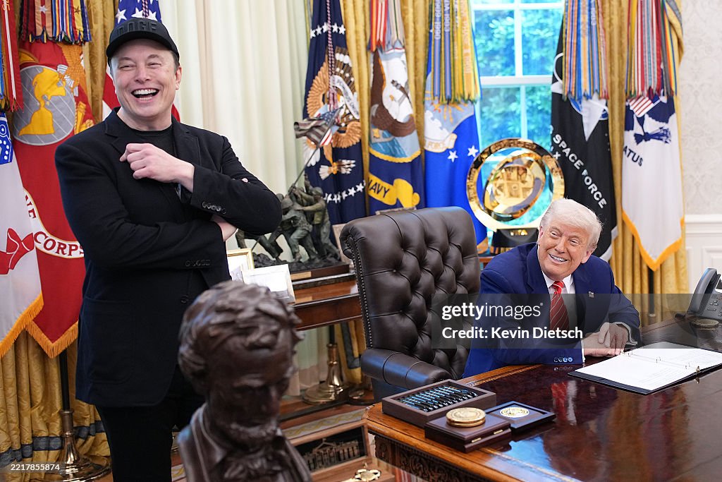 President Trump Holds Press Conference With Elon Musk in White House's Oval Office