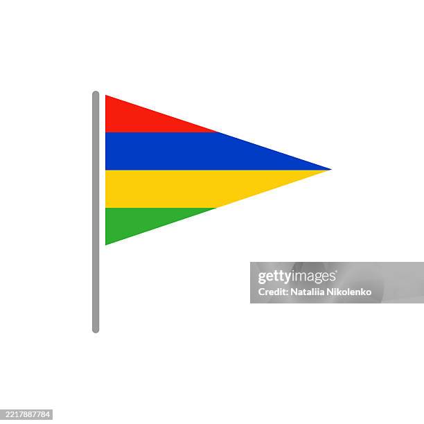 mauritius - flag pin flat triangular icon. - mauritius stock illustrations