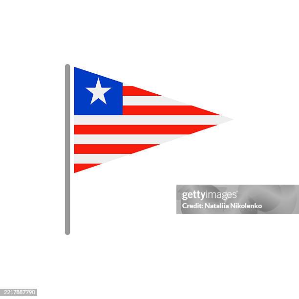 liberia - flag pin flat triangular icon. - monrovia stock illustrations