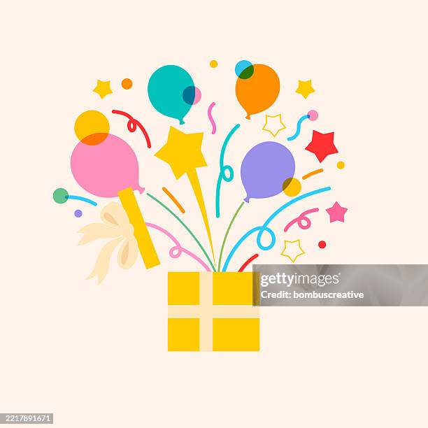 stockillustraties, clipart, cartoons en iconen met balloon birthday isolated on beige background - jubileum