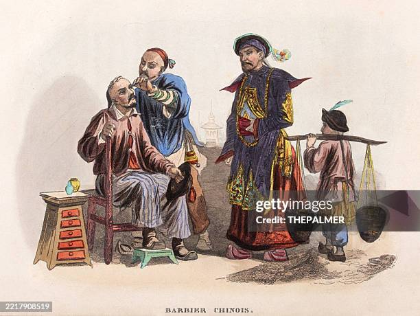 slave trader in timor – 1843 hand-colored engraving - finding treasure stock illustrations
