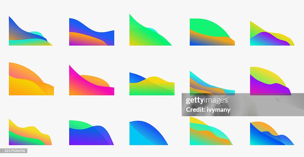 Colors Gradient Wavy Corner Design Element Set High-Res Vector Graphic ...