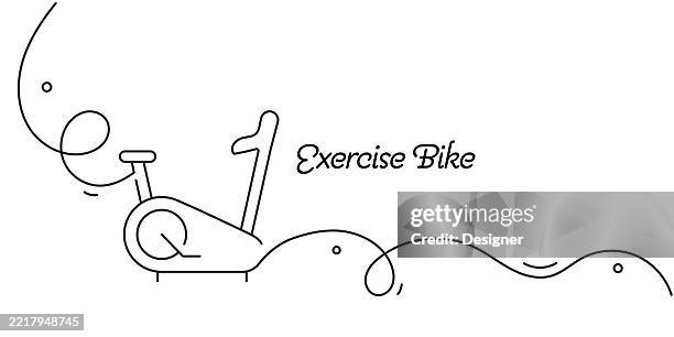 one continuous line drawing of exercise bike icon. single line vector illustration - spin bike stock illustrations