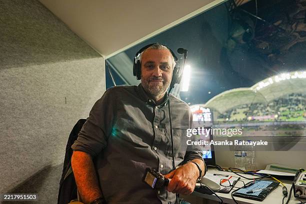 Commentator Simon Hill after completing his final commentary stint before moving back to the UK during the A-League Men Grand Final match between...