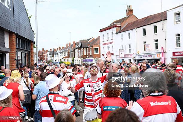 Band plays for the fans outside the stadium before the Gallagher Premiership Rugby match between Gloucester Rugby and Northampton Saints at Kingsholm...