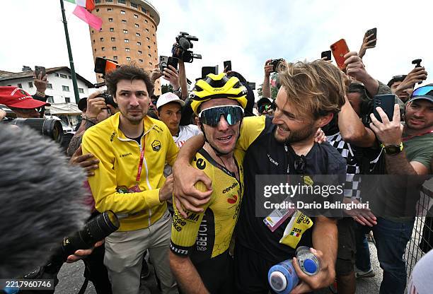 Final overall winner Simon Yates of Great Britain and Team Visma | Lease a Bike reacts after the 108th Giro d'Italia 2025, Stage 20 a 205.3km stage...