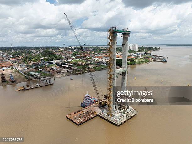 New stay cable bridge under construction in the Outeiro district of Belem, Brazil, on Thursday, May 8, 2025. In Belem, major construction and a...