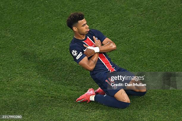 Desire Doue of Paris Saint-Germain celebrates scoring his team's second goal during the UEFA Champions League Final 2025 between Paris Saint-Germain...