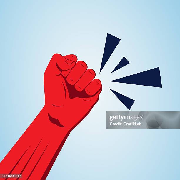 ilustrações de stock, clip art, desenhos animados e ícones de red fist. symbol of power, unity and resistance - comunismo