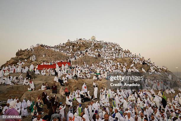 Prospective pilgrims visit the Mount Arafat as Muslims from all over the world continue their worship to fulfill the Hajj pilgrimage in Mecca, Saudi...