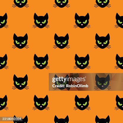 Spooky Black Cat Faces Seamless pattern Spooky Black Cat Faces Seamless pattern