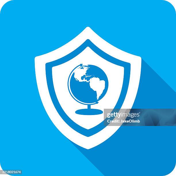 schild globus icon silhouette 2 - nautische ausrüstung stock-grafiken, -clipart, -cartoons und -symbole
