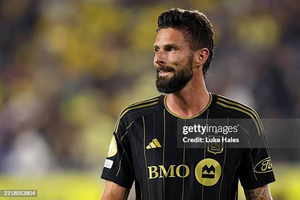 Olivier Giroud of Los Angeles Football Club looks on against the Club América during a FIFA Club World Cup 2025 Play-In at BMO Stadium on May 31,...